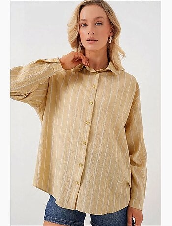 Chemise oversize texturée à rayures avec fermeture à boutons bdart