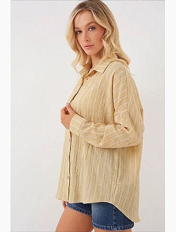 Chemise oversize texturée à rayures avec fermeture à boutons bdart