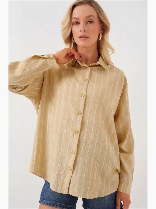 Chemise oversize texturée à rayures avec fermeture à boutons bdart - Kiabi