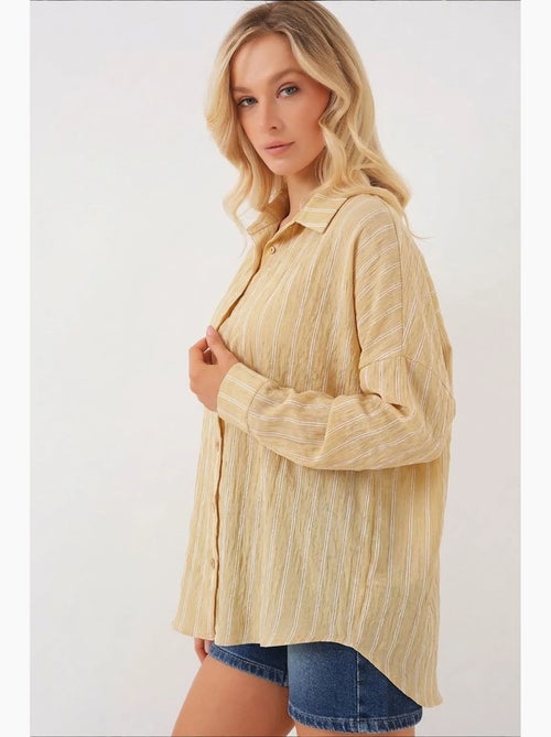 Chemise oversize texturée à rayures avec fermeture à boutons bdart - Kiabi