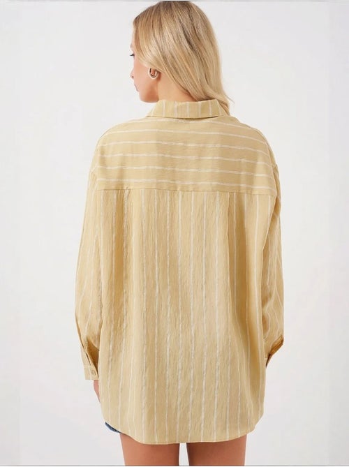 Chemise oversize texturée à rayures avec fermeture à boutons bdart - Kiabi