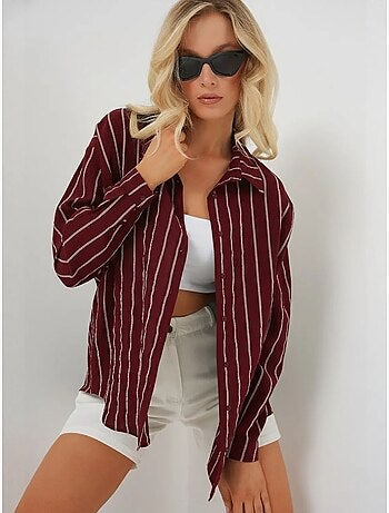 Chemise oversize texturée à rayures avec fermeture à boutons bdart