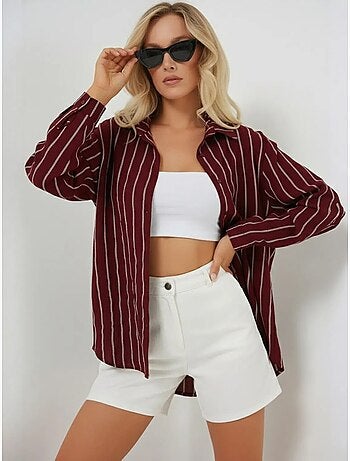 Chemise oversize texturée à rayures avec fermeture à boutons bdart