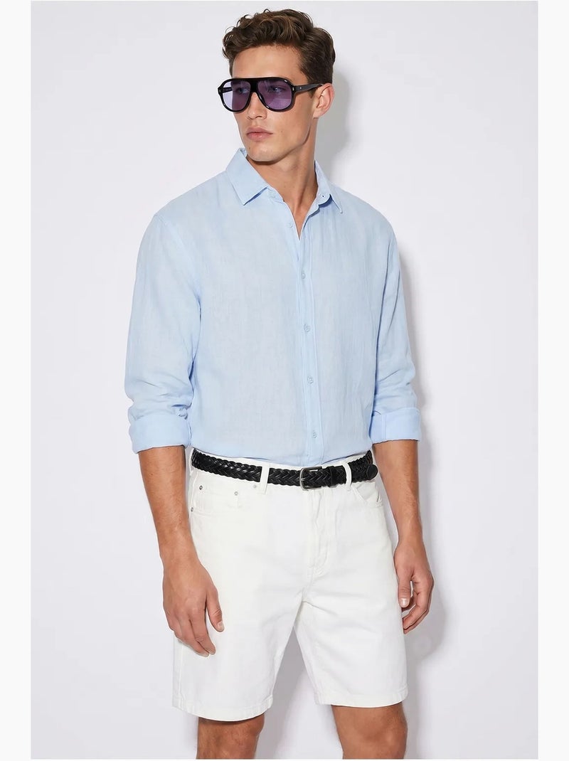 Chemise oversize texturée boutonnée lucci Bleu ciel - Kiabi