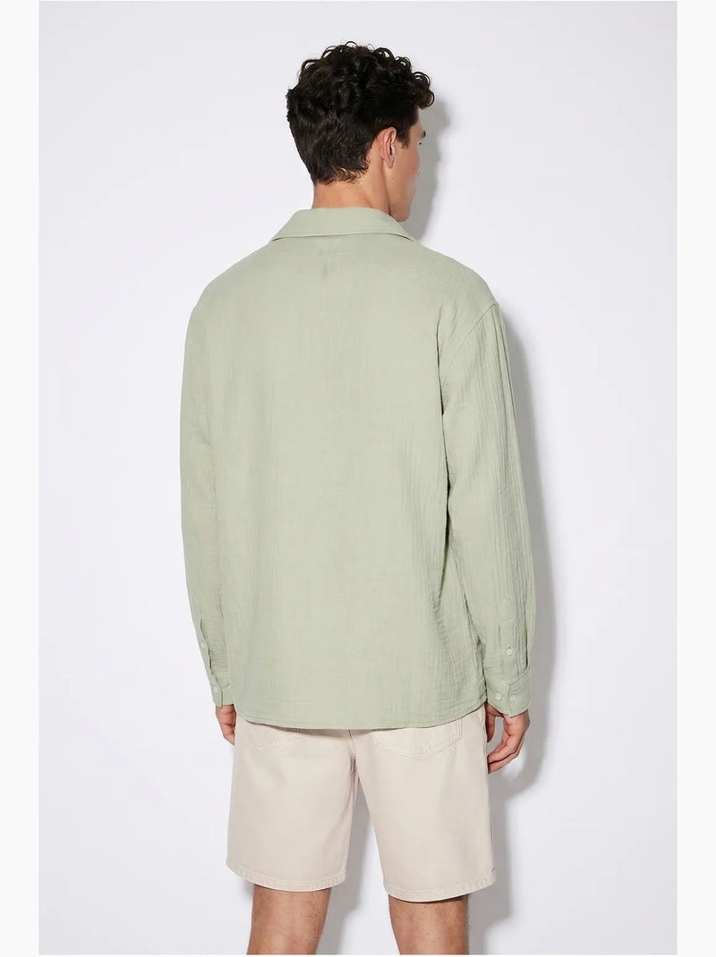 Chemise oversize texturée boutonnée lucci Vert menthe - Kiabi