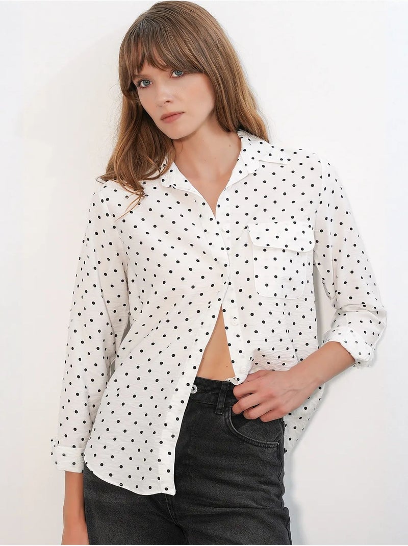 Chemise oversize tissée à pois bdart Blanc cassé - Kiabi