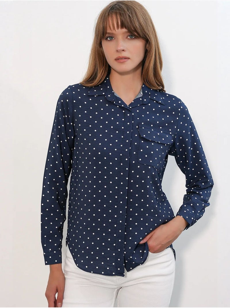 Chemise oversize tissée à pois bdart Bleu marine - Kiabi