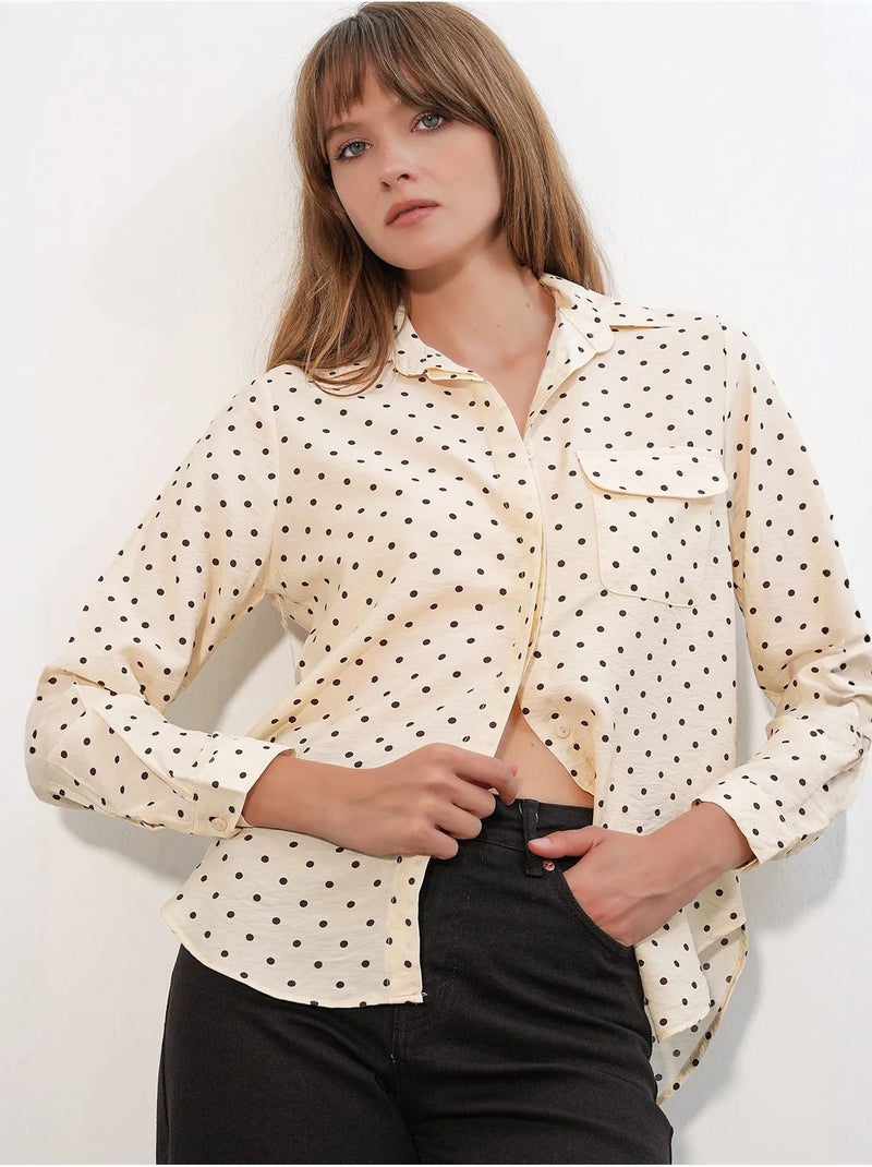 Chemise oversize tissée à pois bdart Crème - Kiabi