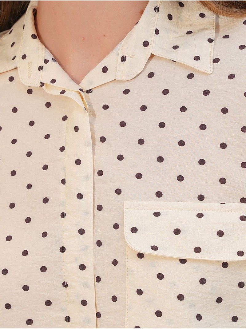 Chemise oversize tissée à pois bdart Crème - Kiabi