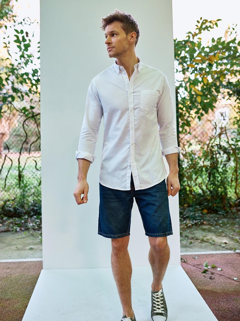 Chemise Oxford à manches longues Blanc - Kiabi