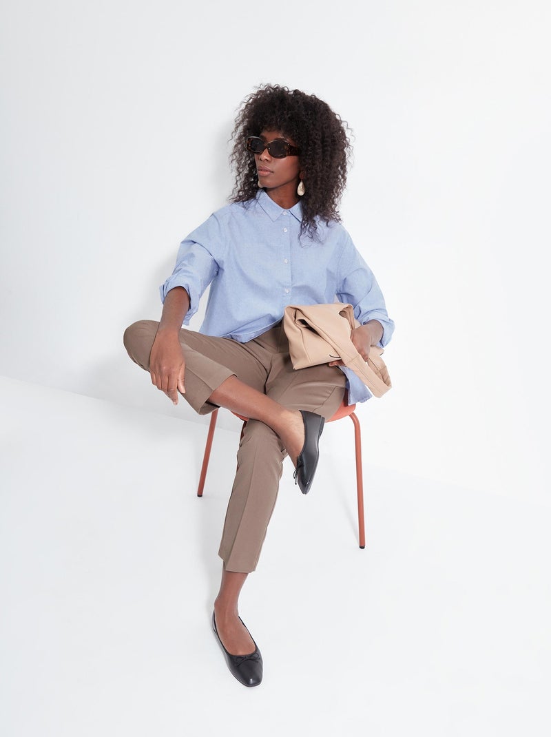 Chemise Oxford à manches longues Bleu - Kiabi