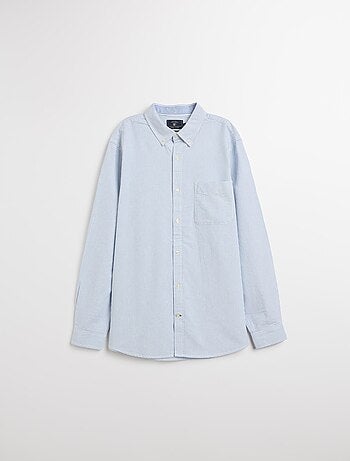 Chemise Oxford à manches longues et rayures pour homme MO Fashion