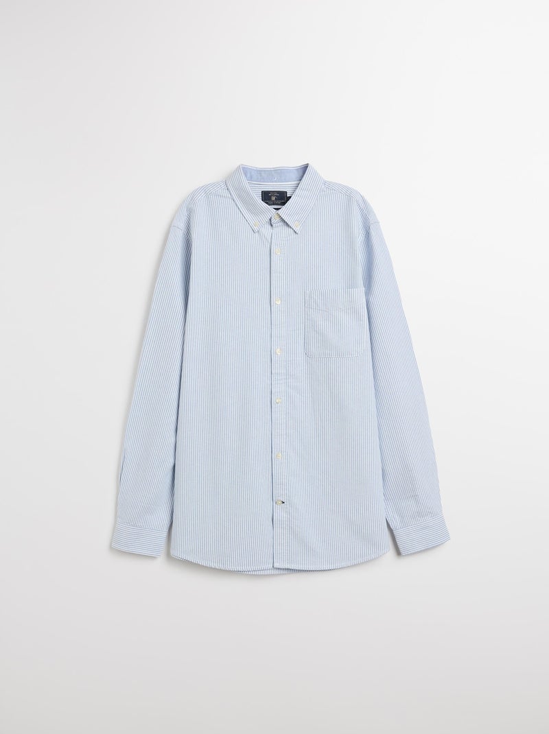 Chemise Oxford à manches longues et rayures pour homme MO Fashion Bleu - Kiabi