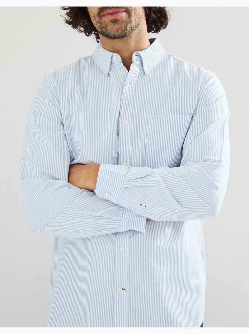 Chemise Oxford à manches longues et rayures pour homme MO Fashion Bleu - Kiabi