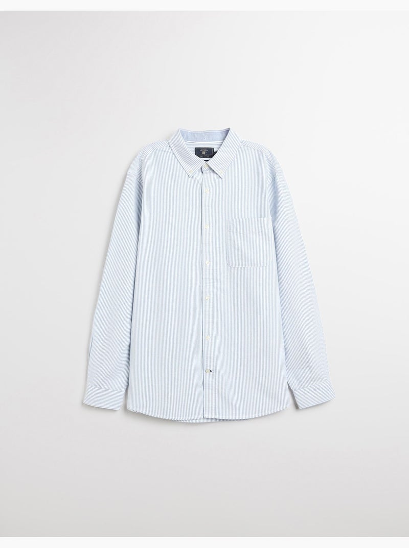 Chemise Oxford à manches longues et rayures pour homme MO Fashion Bleu - Kiabi