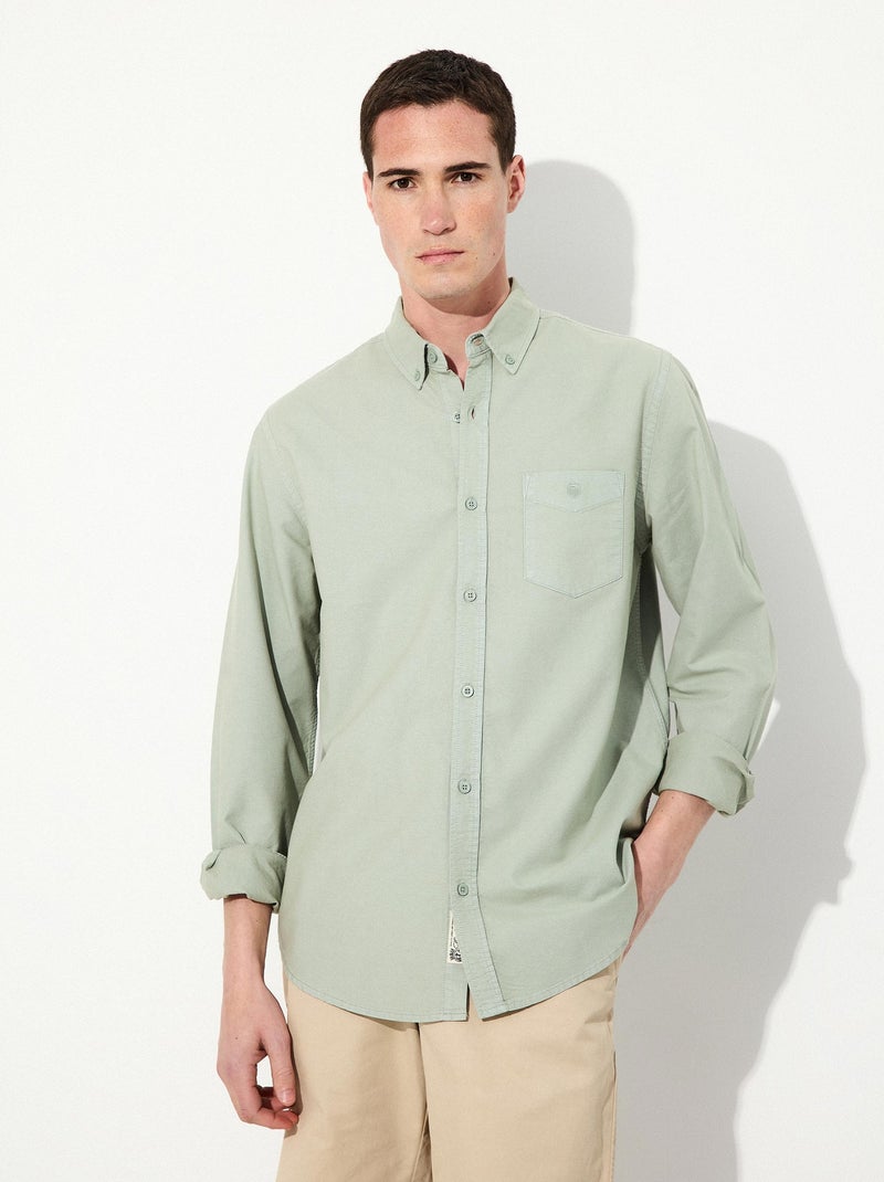 Chemise Oxford à manches longues MO Fashion Vert - Kiabi