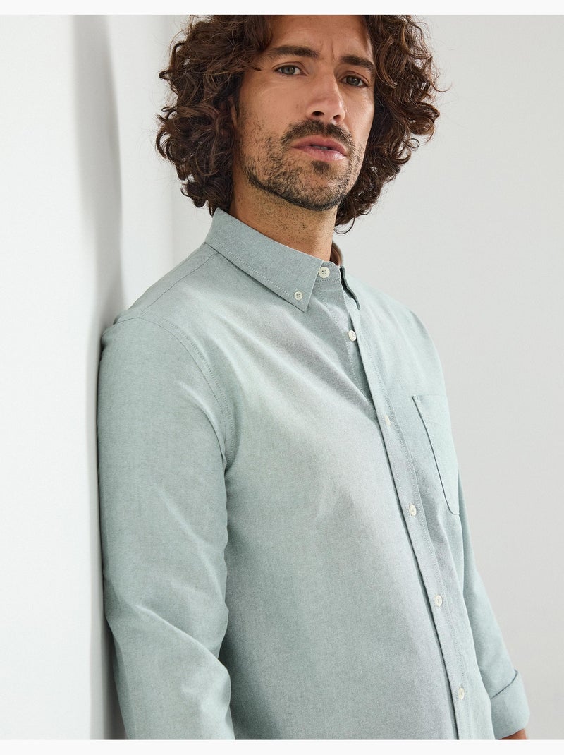 Chemise Oxford à manches longues, MO Fashion Vert - Kiabi
