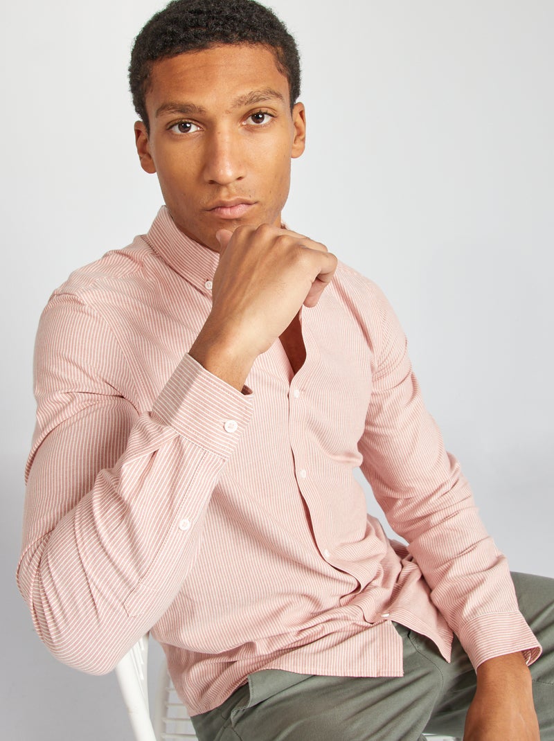 Chemise Oxford à motif Marron - Kiabi