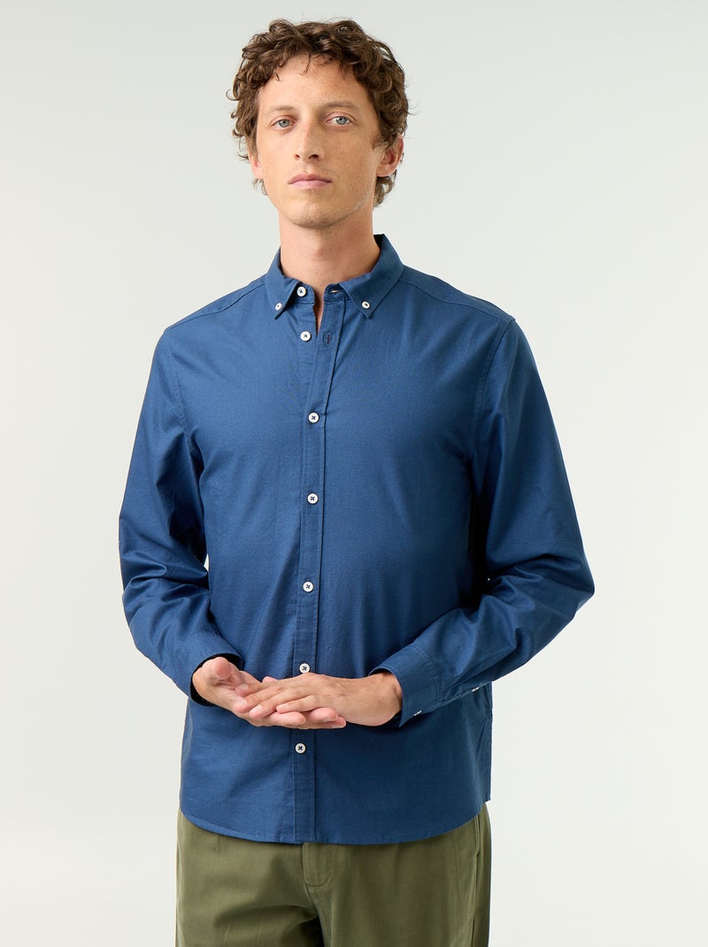 Chemise oxford à ouverture boutonnée Bleu - Kiabi