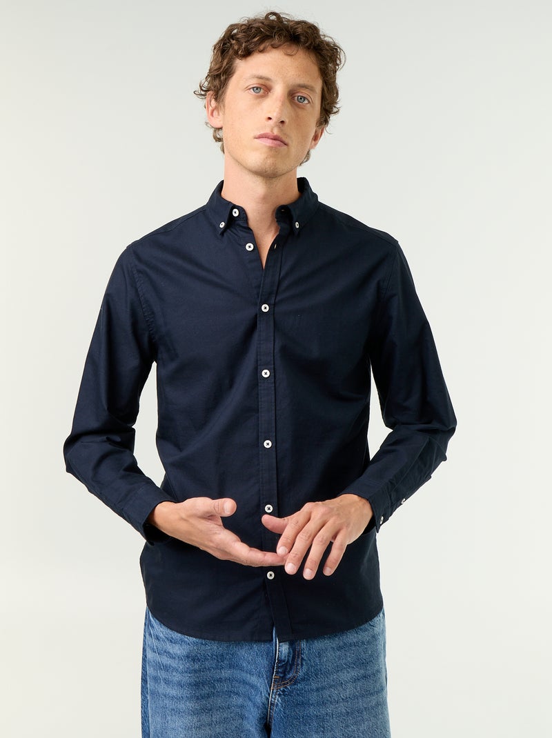 Chemise oxford à ouverture boutonnée Bleu - Kiabi