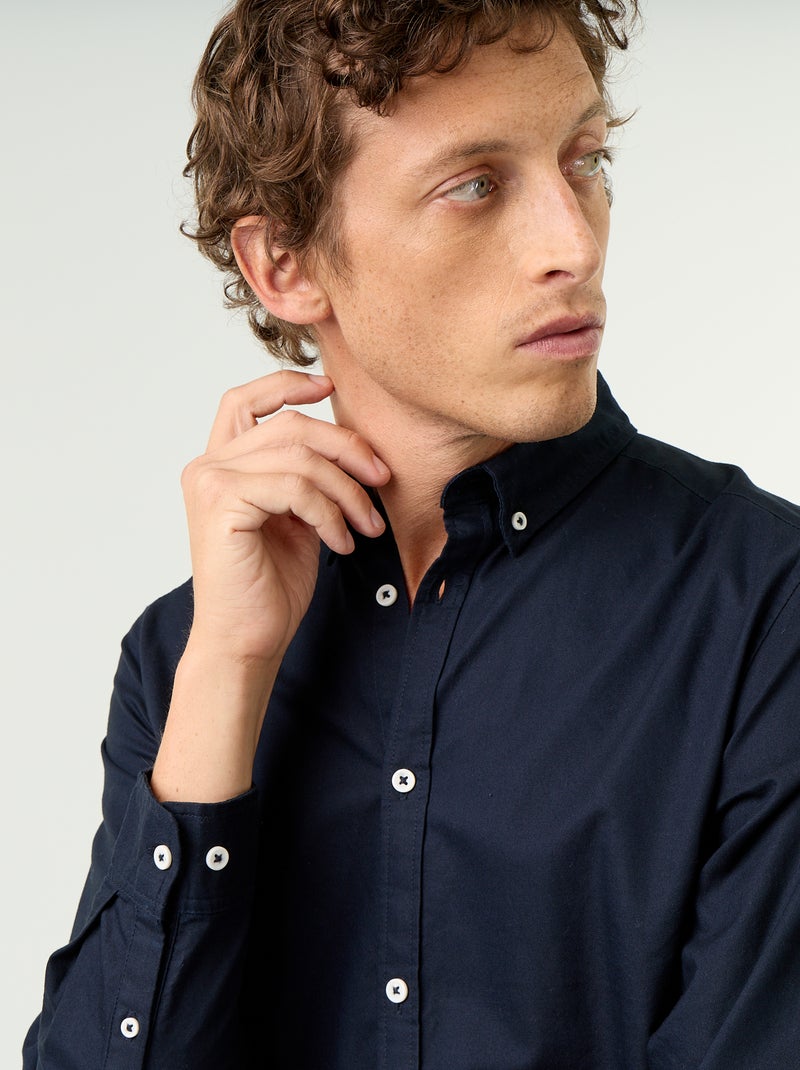 Chemise oxford à ouverture boutonnée Bleu - Kiabi