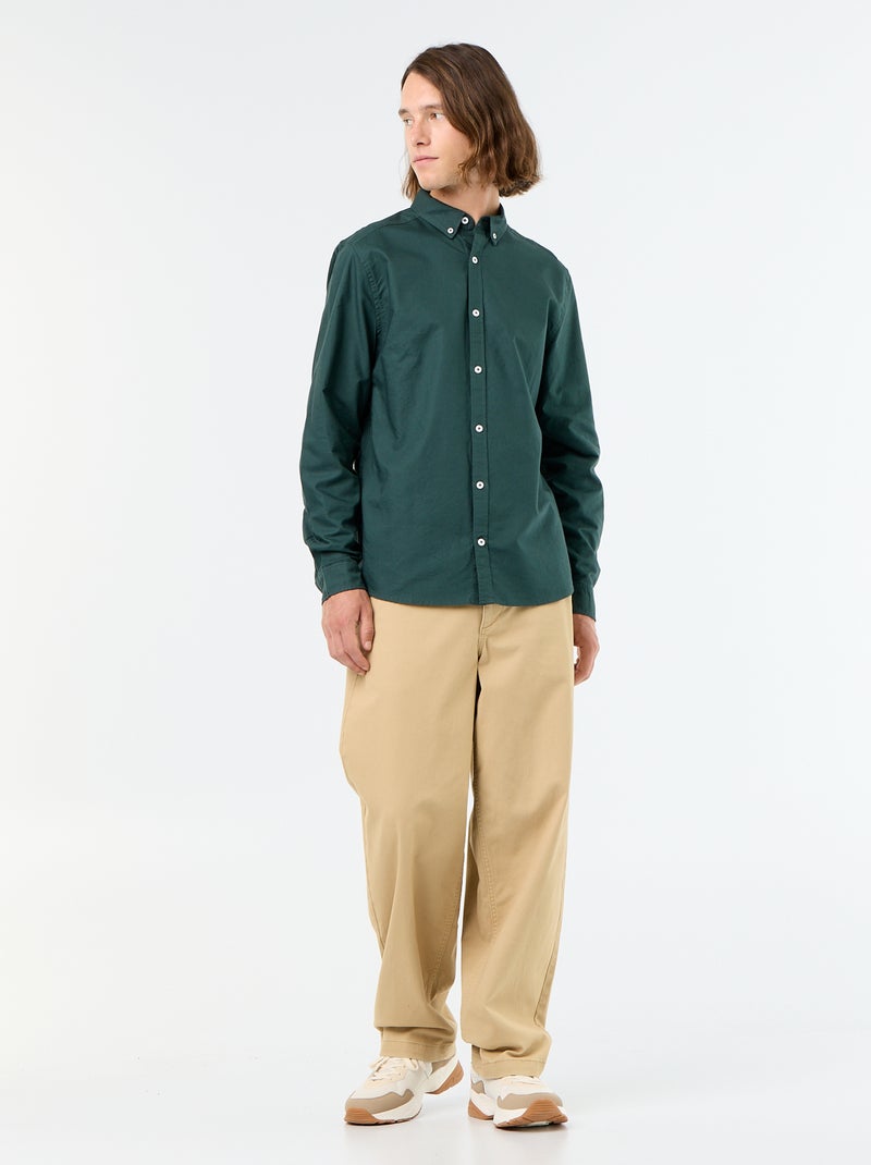 Chemise oxford à ouverture boutonnée Vert - Kiabi