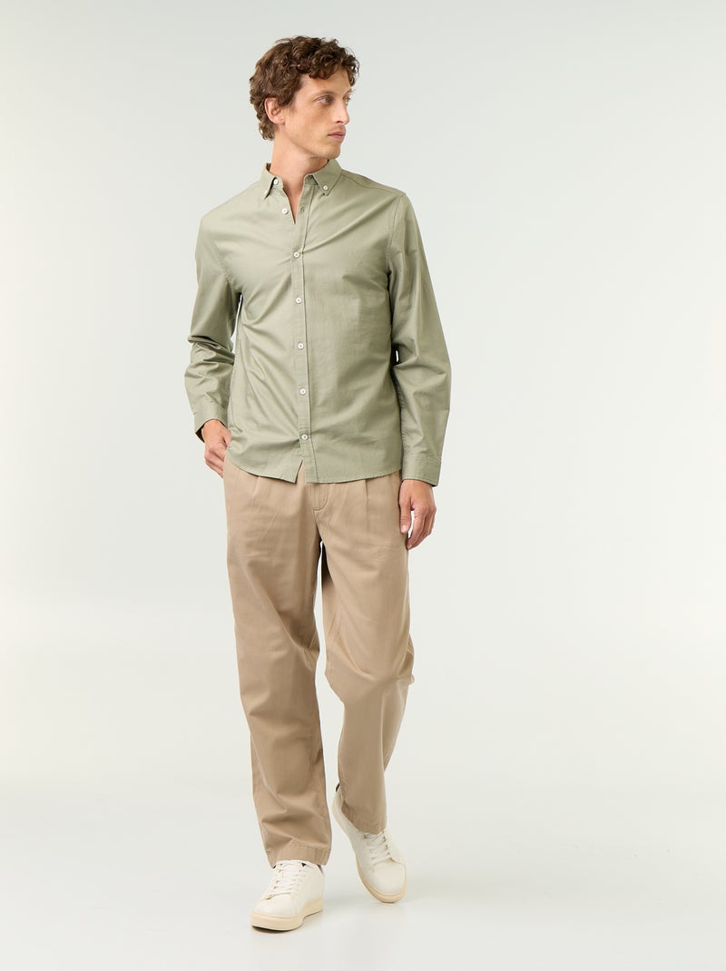 Chemise oxford à ouverture boutonnée Vert - Kiabi