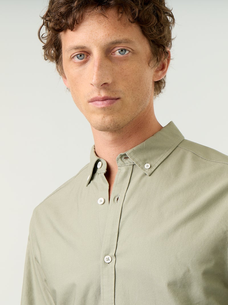 Chemise oxford à ouverture boutonnée Vert - Kiabi