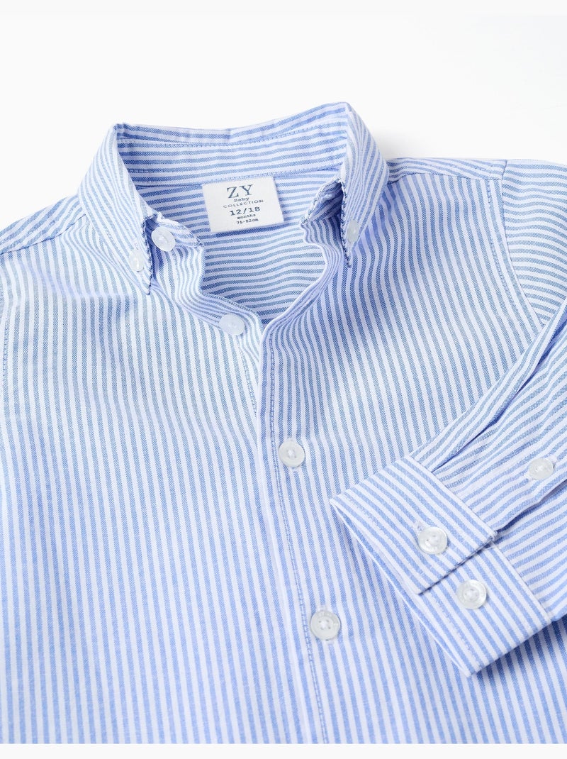 Chemise oxford à rayures Bleu clair - Kiabi