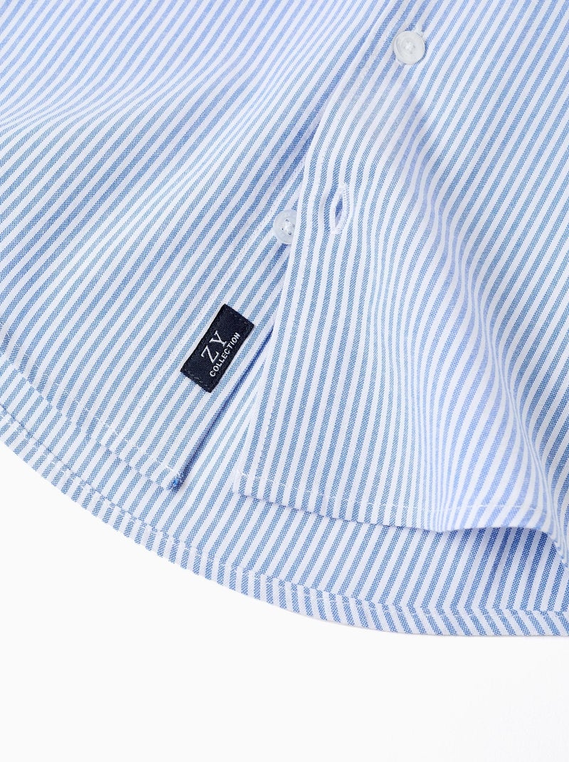 Chemise oxford à rayures Bleu clair - Kiabi