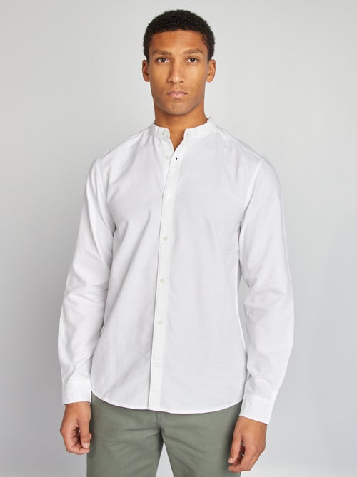 Chemise Oxford avec col mao - Kiabi