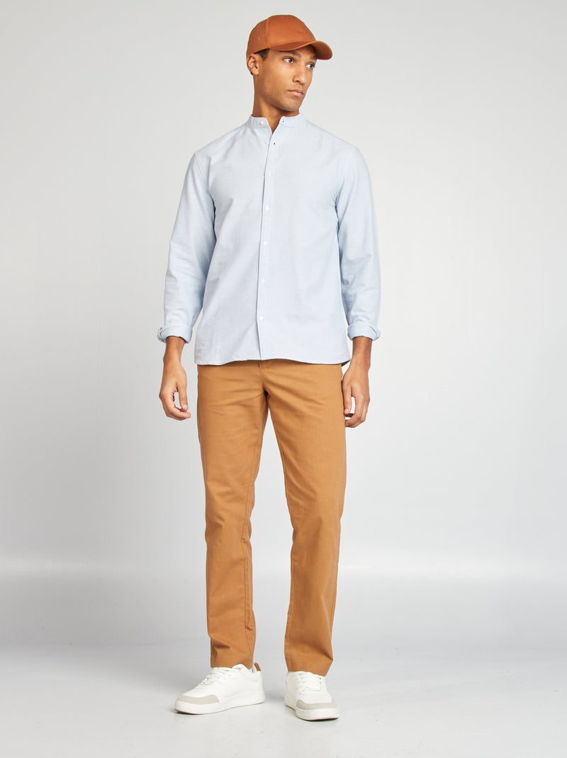 Chemise Oxford avec col mao Bleu - Kiabi