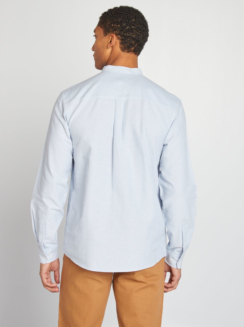 Chemise Oxford avec col mao Bleu - Kiabi