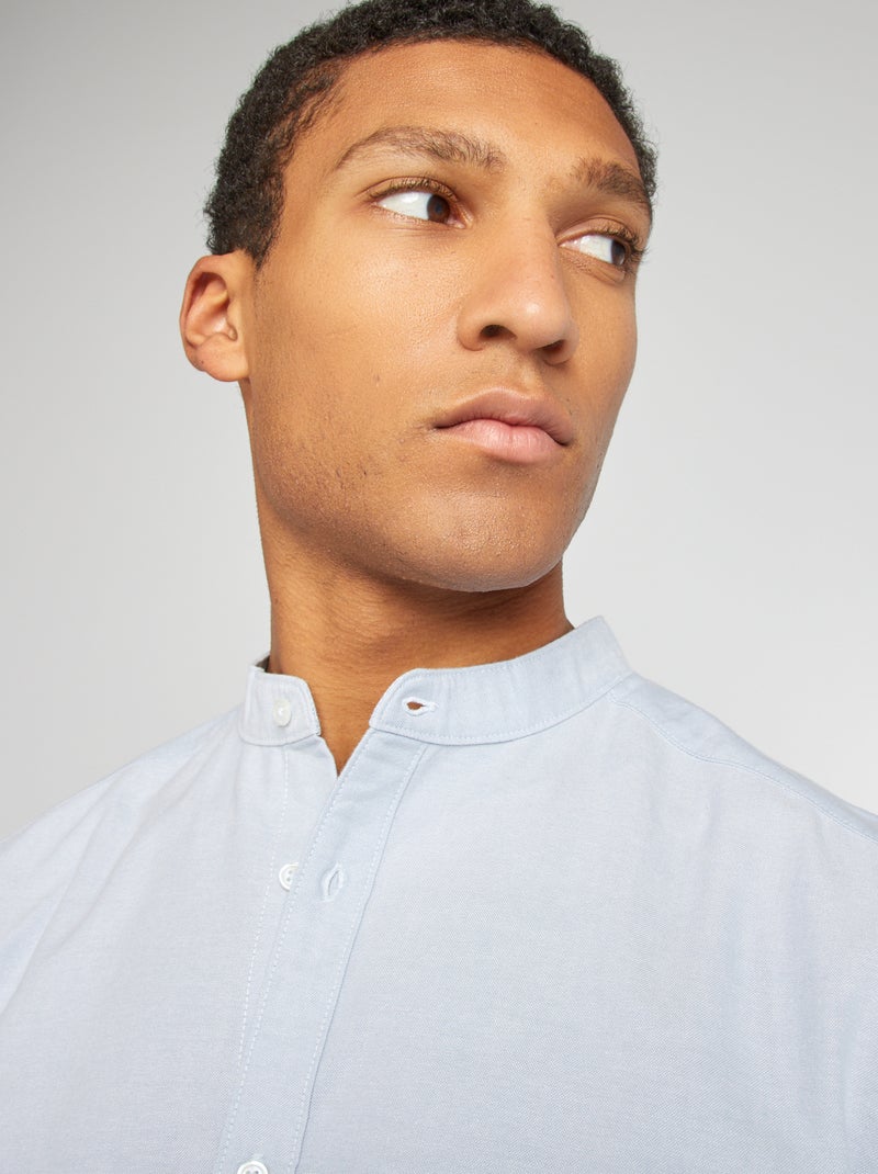 Chemise Oxford avec col mao Bleu - Kiabi
