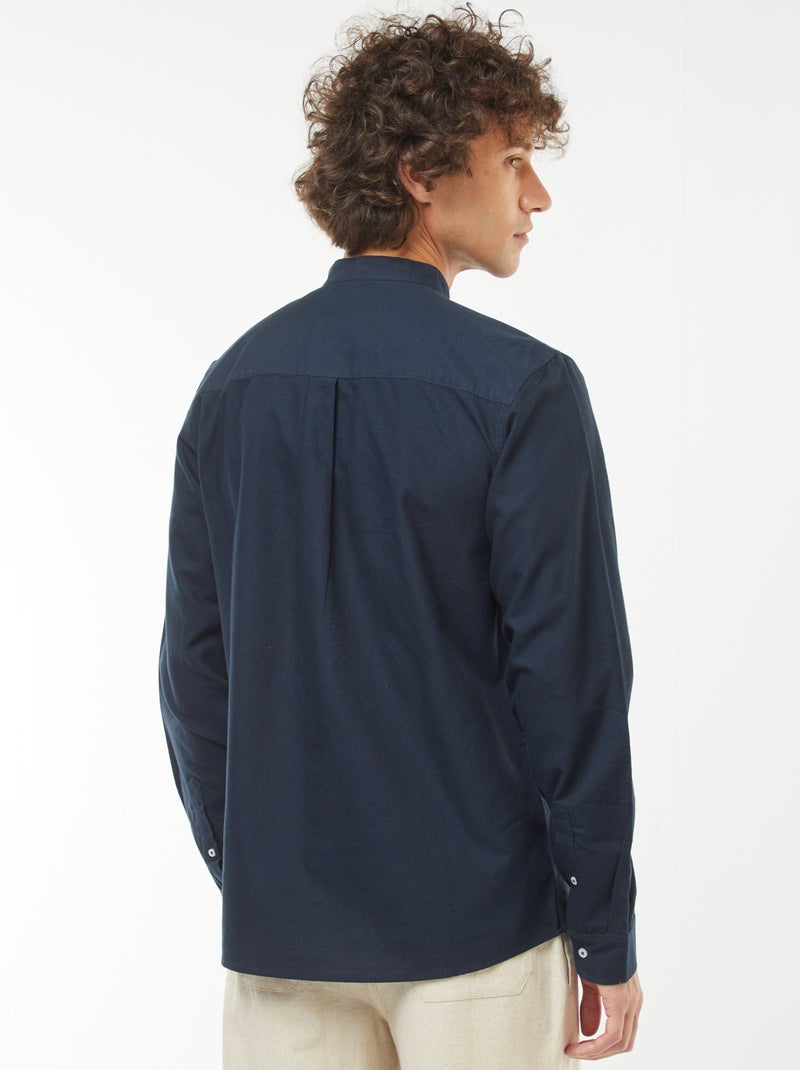 Chemise Oxford avec col mao Bleu marine - Kiabi