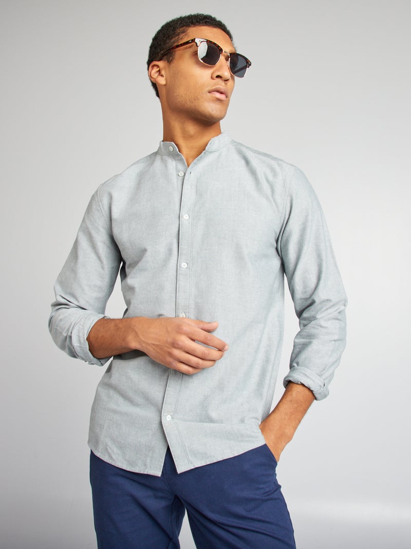 Chemise Oxford avec col mao Vert - Kiabi