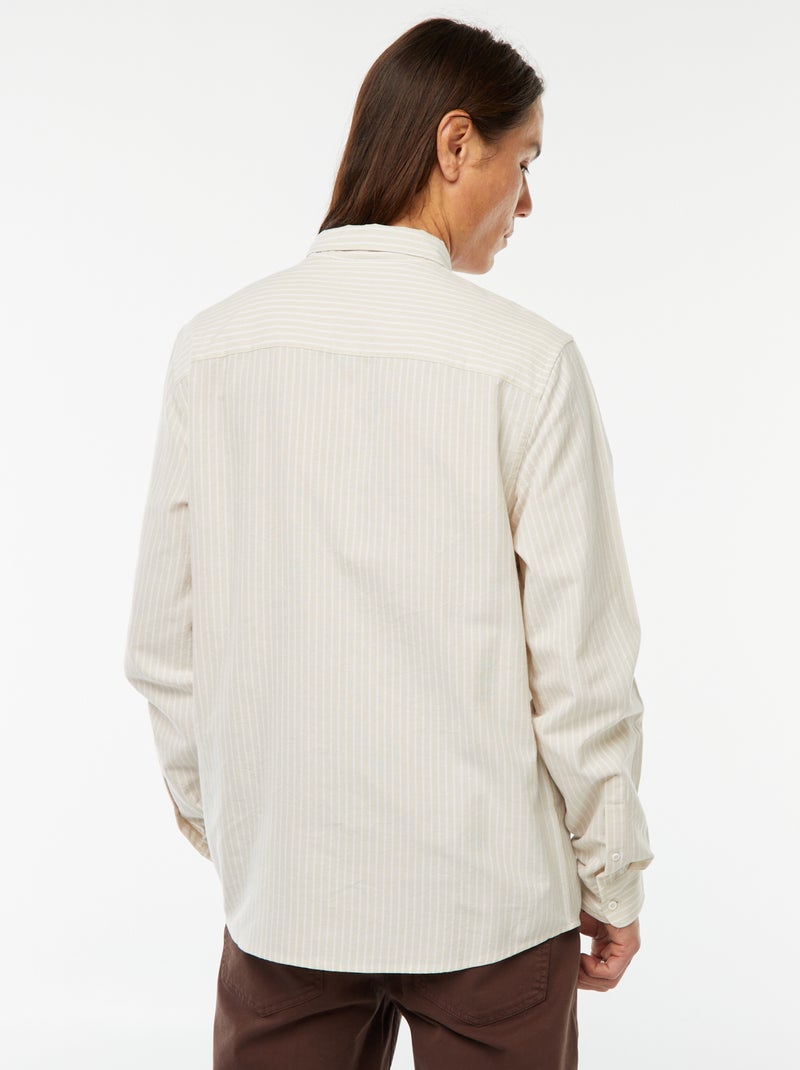 Chemise Oxford avec motif à rayures Beige - Kiabi