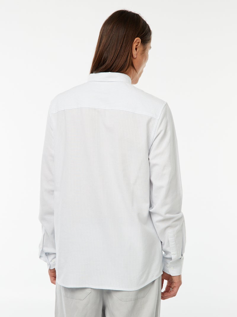 Chemise Oxford avec motif à rayures Bleu - Kiabi