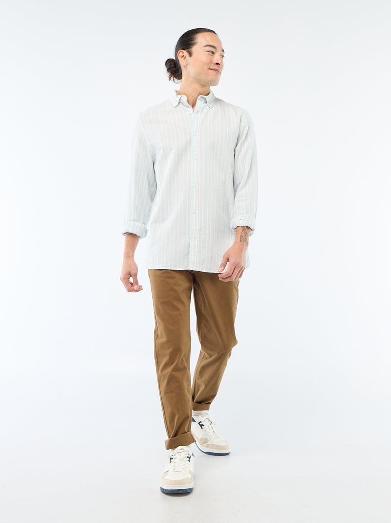 Chemise Oxford avec motif à rayures Bleu - Kiabi