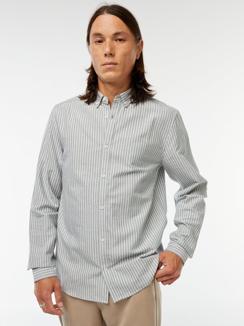 Chemise Oxford avec motif à rayures Vert - Kiabi