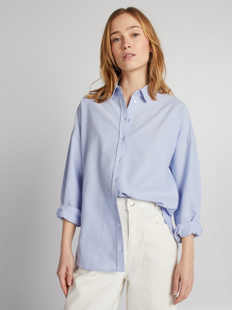 Chemise oxford coupe large Bleu - Kiabi