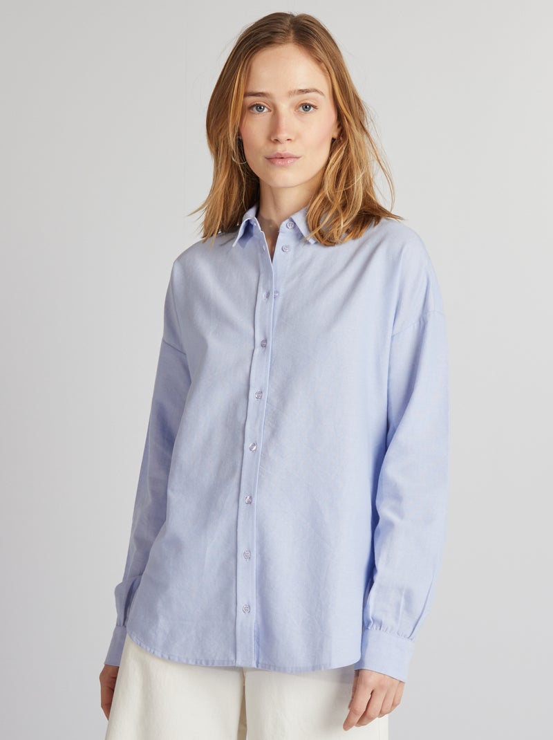 Chemise oxford coupe large Bleu - Kiabi
