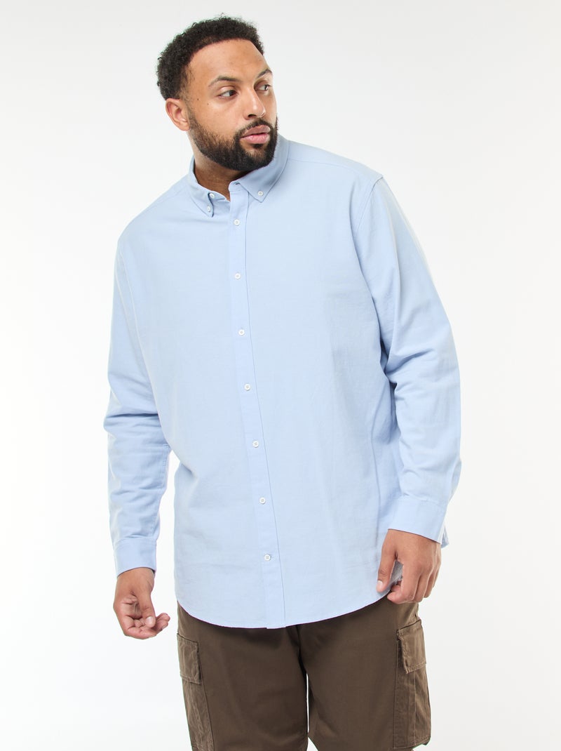 Chemise oxford droite unie Bleu - Kiabi