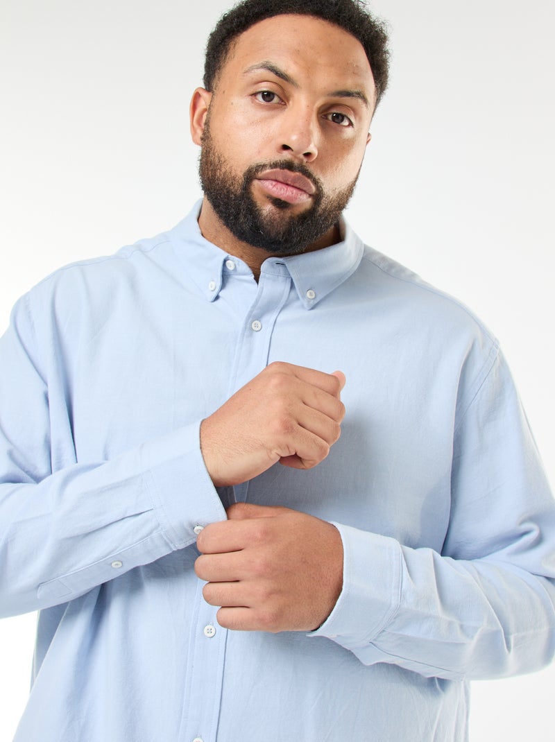 Chemise oxford droite unie Bleu - Kiabi