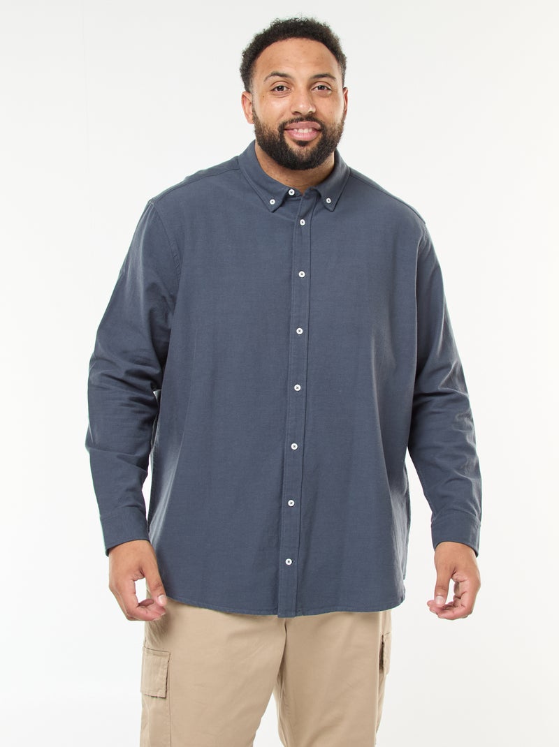 Chemise oxford droite unie Bleu - Kiabi