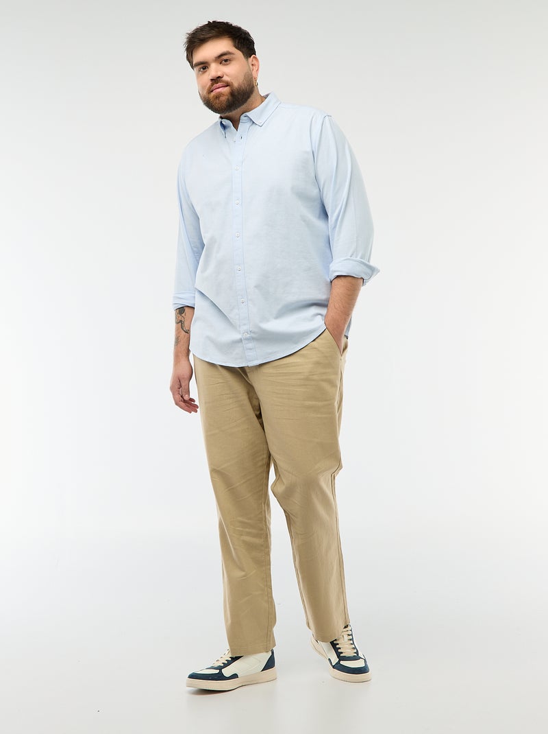 Chemise oxford droite unie Bleu - Kiabi