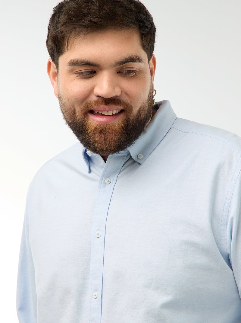 Chemise oxford droite unie Bleu - Kiabi