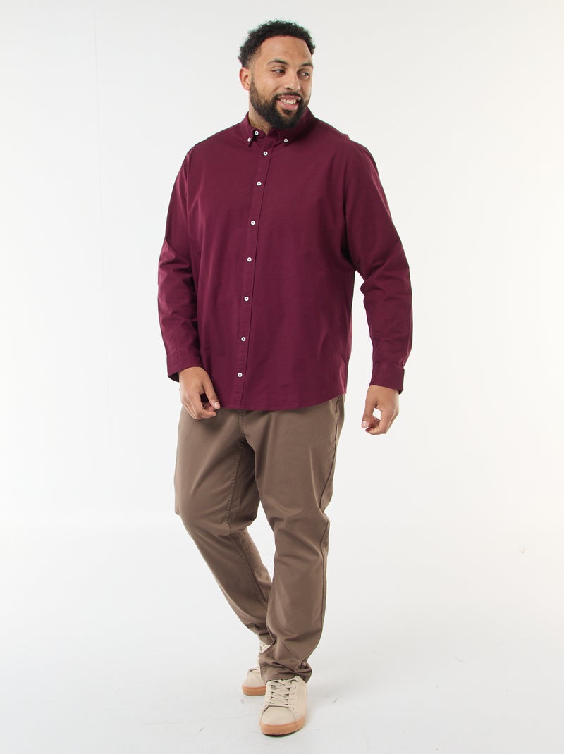 Chemise oxford droite unie Bordeaux - Kiabi