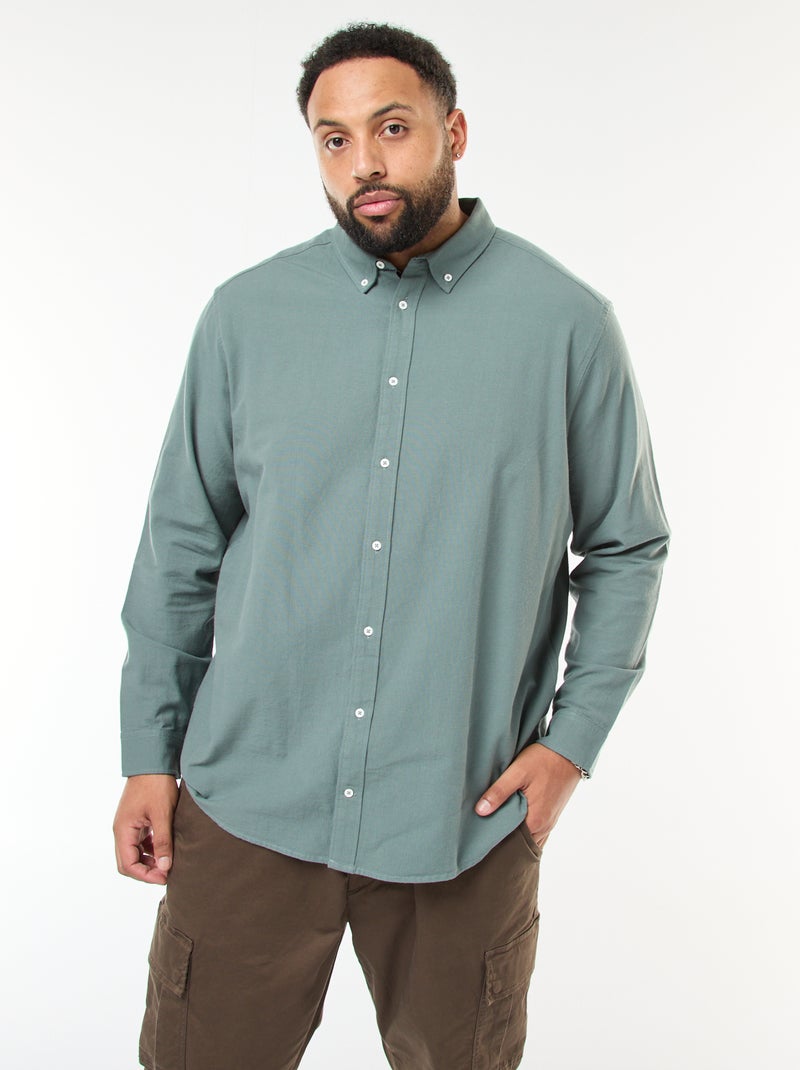 Chemise oxford droite unie Vert - Kiabi