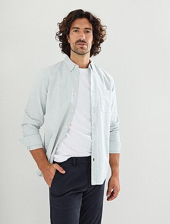Chemise Oxford rayée à manches longues, MO Fashion